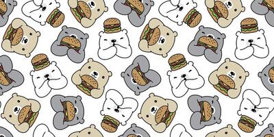 beer naadloos patroon polair beer vector Hamburger tekenfilm sjaal geïsoleerd herhaling behang tegel achtergrond tekening illustratie ontwerp
