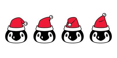 pinguïn vector Kerstmis de kerstman claus hoed icoon hoofd gezicht logo symbool tekenfilm karakter illustratie tekening ontwerp