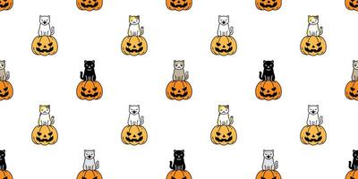 kat naadloos patroon halloween pompoen katje vector herhaling behang geest sjaal geïsoleerd tegel achtergrond tekenfilm karakter illustratie tekening ontwerp