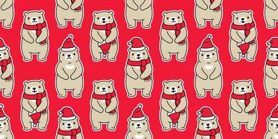 beer naadloos patroon Kerstmis vector polair beer de kerstman claus hoed tekenfilm herhaling achtergrond sjaal geïsoleerd tegel behang illustratie tekening ontwerp