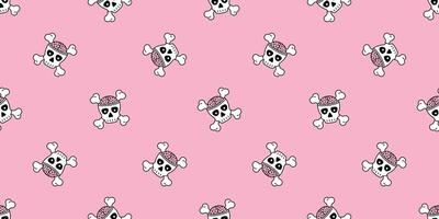 schedel halloween naadloos patroon gekruiste beenderen piraat hersenen vector zombie symbool geest sjaal geïsoleerd herhaling behang tegel achtergrond tekenfilm illustratie tekening roze ontwerp