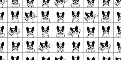 hond naadloos patroon Frans bulldog vector bot gecontroleerd huisdier puppy gelukkig dier sjaal geïsoleerd herhaling behang tegel achtergrond tekenfilm illustratie tekening ontwerp