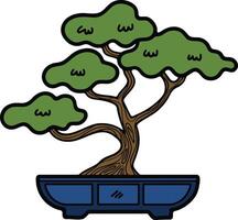 hand- getrokken Japans en Chinese stijl bonsai bomen in vlak stijl vector