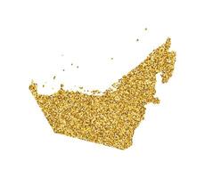 vector geïsoleerd illustratie met vereenvoudigd Verenigde Arabisch emiraten kaart. versierd door glimmend goud schitteren textuur. nieuw jaar vakantie decoratie voor groet kaart