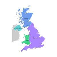 kleurrijk vector geïsoleerd vereenvoudigd kaart. grijs silhouet van de uk provincies. grens van administratief divisie Schotland, Wales, Engeland, noordelijk Ierland. wit achtergrond