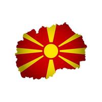 vector geïsoleerd illustratie met Macedonisch nationaal vlag met vorm van noorden Macedonië kaart vereenvoudigd. volume schaduw Aan de kaart. wit achtergrond