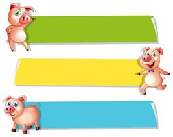 Drie banners met schattige varkens vector