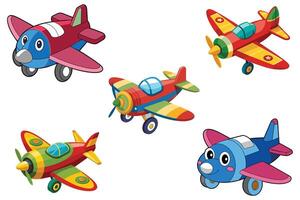 tekenfilm speelgoed- vliegtuig vector illustratie