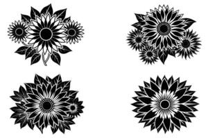 zonnebloem bloesem pictogrammen reeks vector illustratie ontwerp