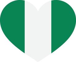 Nigeria hart vlag . Nigeria vlag in hart vorm . liefde Nigeria symbool vector