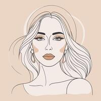 vrouw lijn kunst portret illustratie vector ontwerp