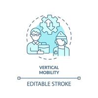 verticaal mobiliteit zacht blauw concept icoon. verschuiving van lager klasse naar midden- klas. carrière en sociaal ladder. ronde vorm lijn illustratie. abstract idee. grafisch ontwerp. gemakkelijk naar gebruik vector