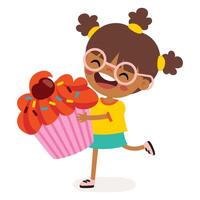 illustratie van kind met muffin vector