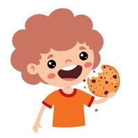illustratie van kind met koekje vector