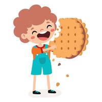 illustratie van kind met biscuit vector