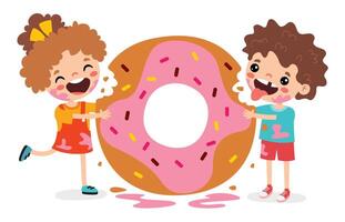 illustratie van kind met donut vector