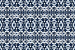 naadloos kleding stof patroon, abstract meetkundig driehoek Golf zigzag ikat stam. indigo wit voor afdrukken textiel, tapijten, stoffen. vector