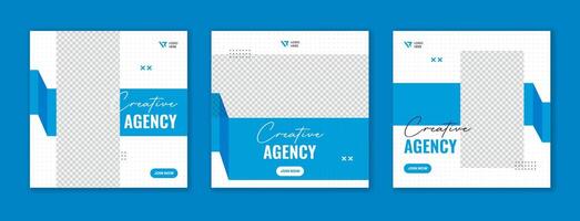 reeks van blauw zakelijke sociaal media post sjabloon met creatief schoon abstract vorm ontwerp voor bedrijf vector