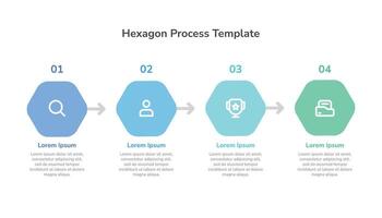 zeshoek werkwijze infographic sjabloon ontwerp met 4 stappen en pictogrammen vector