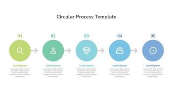 circulaire werkwijze infographic sjabloon ontwerp met 5 stappen en pictogrammen vector