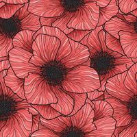 patroon naadloos vector anemonen grafisch rood bloemen