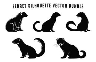 fret silhouet zwart en wit vector set, wezel fret silhouetten clip art bundel