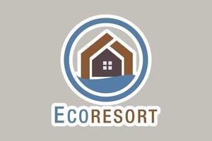 abstract Golf en huis huis sticker logo ontwerp. creatief modern strand eigendom sticker ontwerp icoon. vector