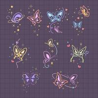 aanbiddelijk vlinder tatoeëren element verzameling reeks vector