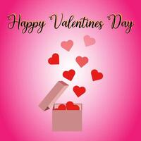 Open geschenk doos met vliegend rood harten, Valentijnsdag dag concept vector illustratie.
