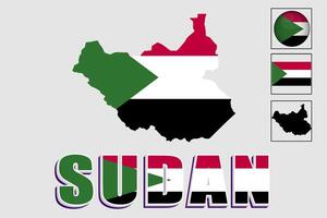 Soedan vlag en kaart in een vector grafisch