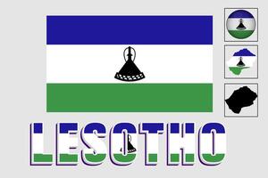 Lesotho kaart en vlag in vector illustratie