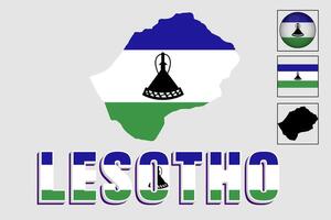 Lesotho kaart en vlag in vector illustratie