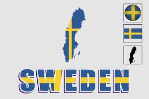 Zweden vlag en kaart in een vector grafisch