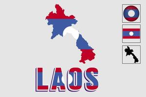 Laos kaart en vlag in vector illustratie