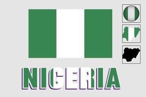 Nigeria vlag en kaart in een vector grafisch