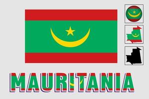 mauritania kaart en vlag in vector illustratie