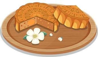 gezouten eidooier mooncake op houten bord vector