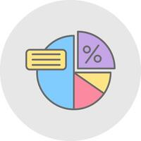 taart diagram lijn gevulde licht cirkel icoon vector