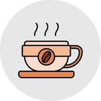 koffie mok lijn gevulde licht cirkel icoon vector