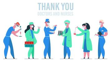 medisch artsen. geneeskunde arts, dokter en verpleegster in, ziekenhuis gezondheidszorg arts arbeiders, artsen team concept vector illustratie reeks