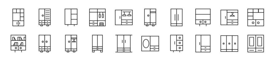 pak van lineair symbolen van garderobe. bewerkbare hartinfarct. lineair symbool voor web plaatsen, kranten, Lidwoord boek vector