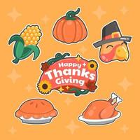 leuk stickerpakket Thanksgiving vector