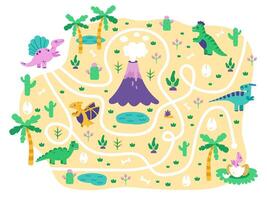 dinosaurussen kinderen doolhof. dino mam vind eieren kinderen spel, schattig tekening dino leerzaam Jura park doolhof puzzel spel, geïsoleerd vector illustratie