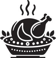 minimaal kip gebraden masala icoon, symbool, zwart kleur silhouet, wit achtergrond 6 vector