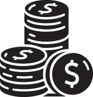 minimaal stack van munt geld icoon symbool, clip art, zwart kleur silhouet, wit achtergrond 13 vector