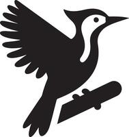 spechten vogel logo concept, zwart kleur silhouet, wit achtergrond 25 vector