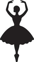 minimaal ballerina vector icoon in vlak stijl zwart kleur silhouet, wit achtergrond 47