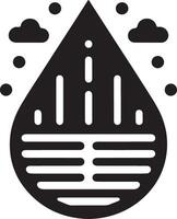 minimaal regen laten vallen icoon symbool, vlak illustratie, zwart kleur silhouet, wit achtergrond 22 vector