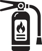 minimaal brand brandblusser icoon, symbool, clip art, zwart kleur silhouet, wit achtergrond 7 vector