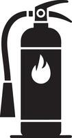 minimaal brand brandblusser icoon, symbool, clip art, zwart kleur silhouet, wit achtergrond 14 vector